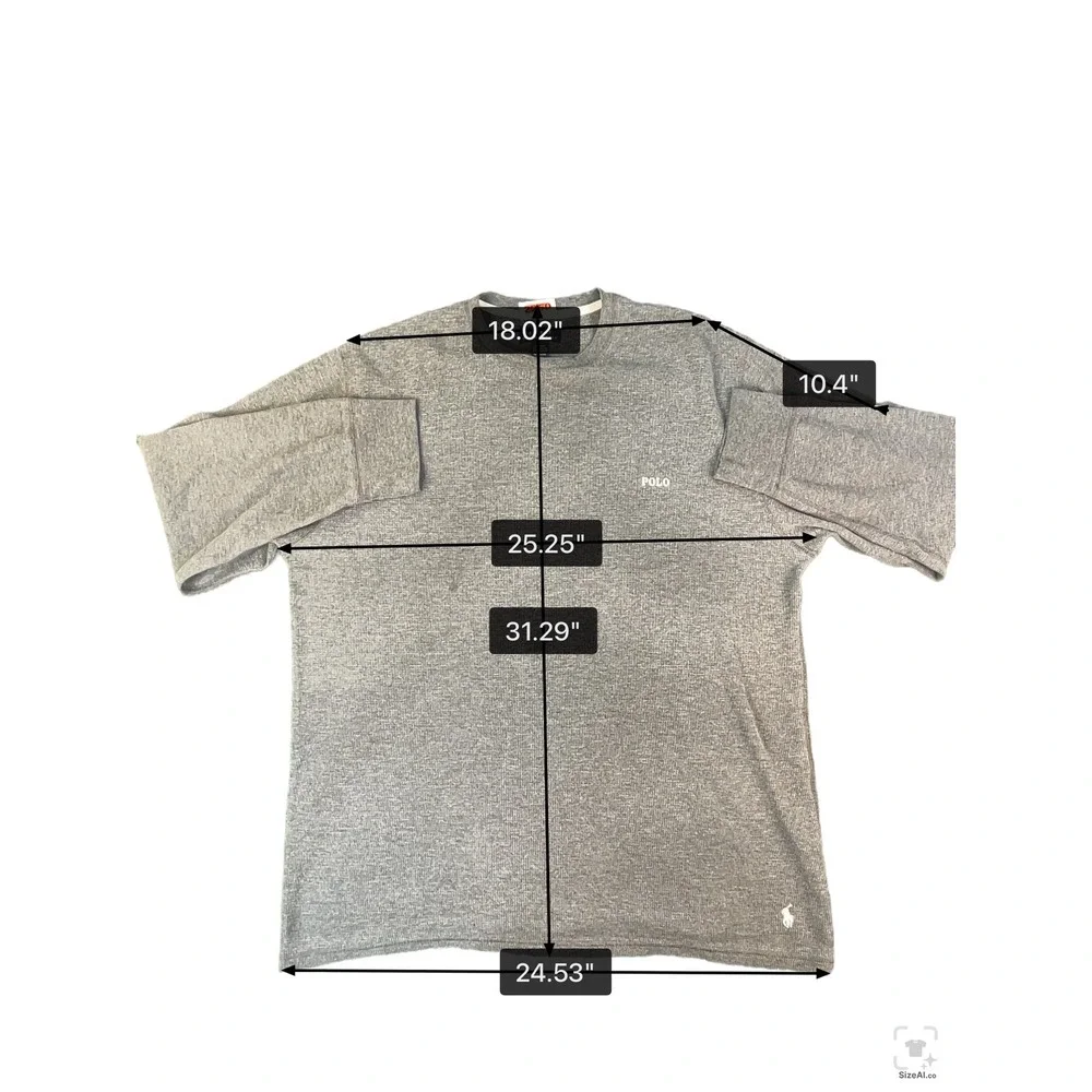 Polo Ralph Lauren Mens 2XL Grey Waffle Knit Long Sleeve Sleepwear Shirt Logo